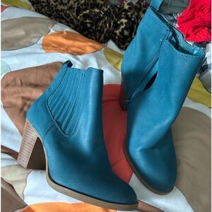 Turquoise ankle boots size 9